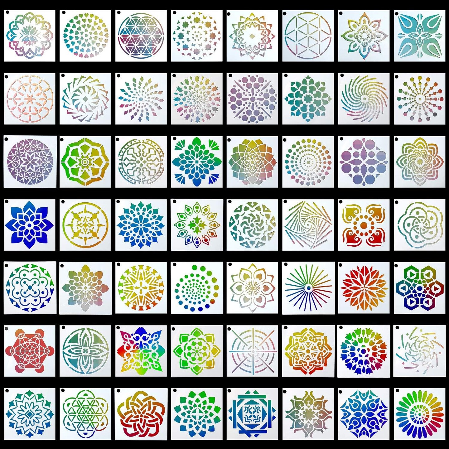 56-Pack Mandala Dot Painting Stencils – 3.6 x 3.6 in Reusable Templates for DIY Rock Art, Wood Furniture, Canvas & Home Craft Projects