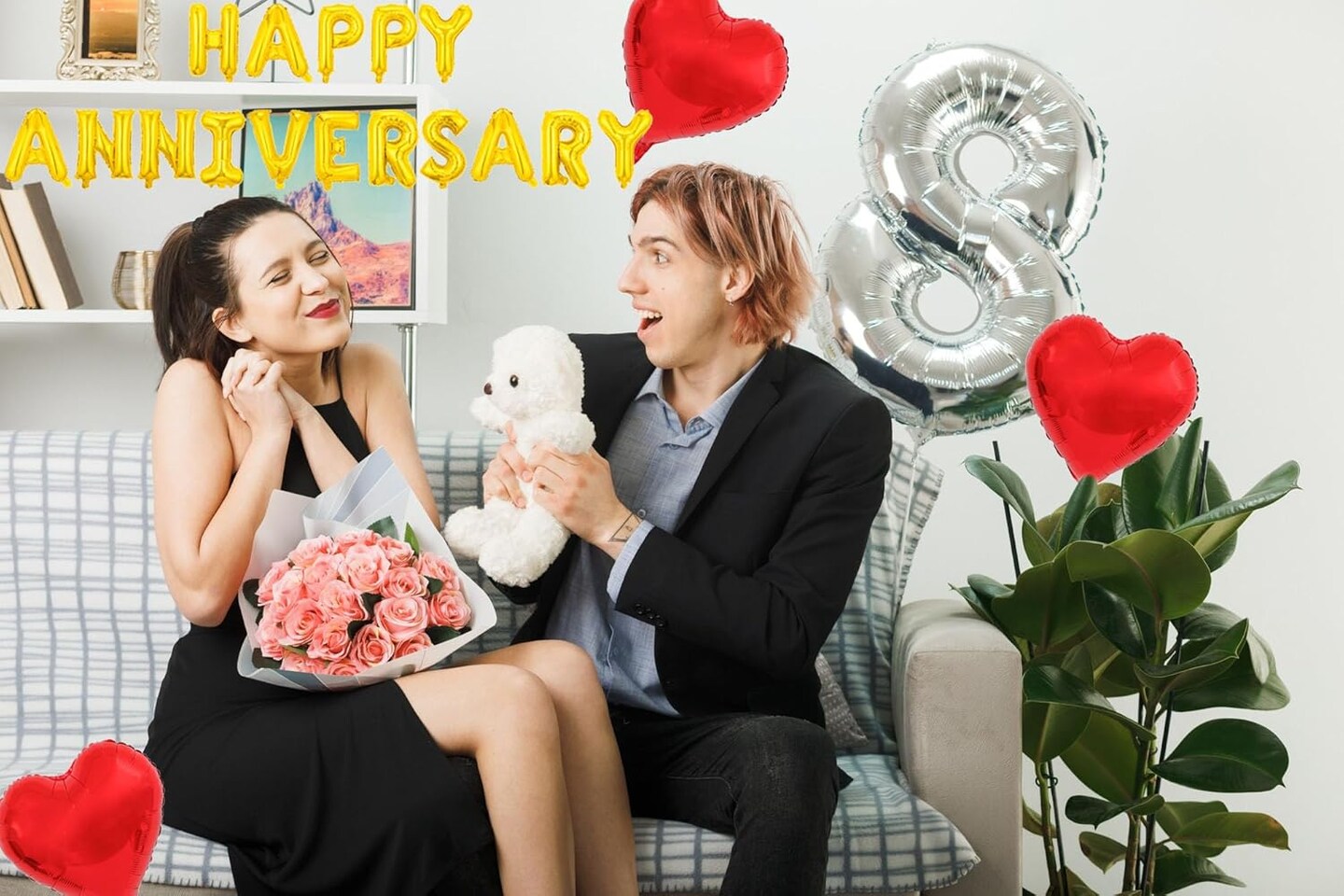 Happy Anniversary Balloon Banner Love Party Decoration