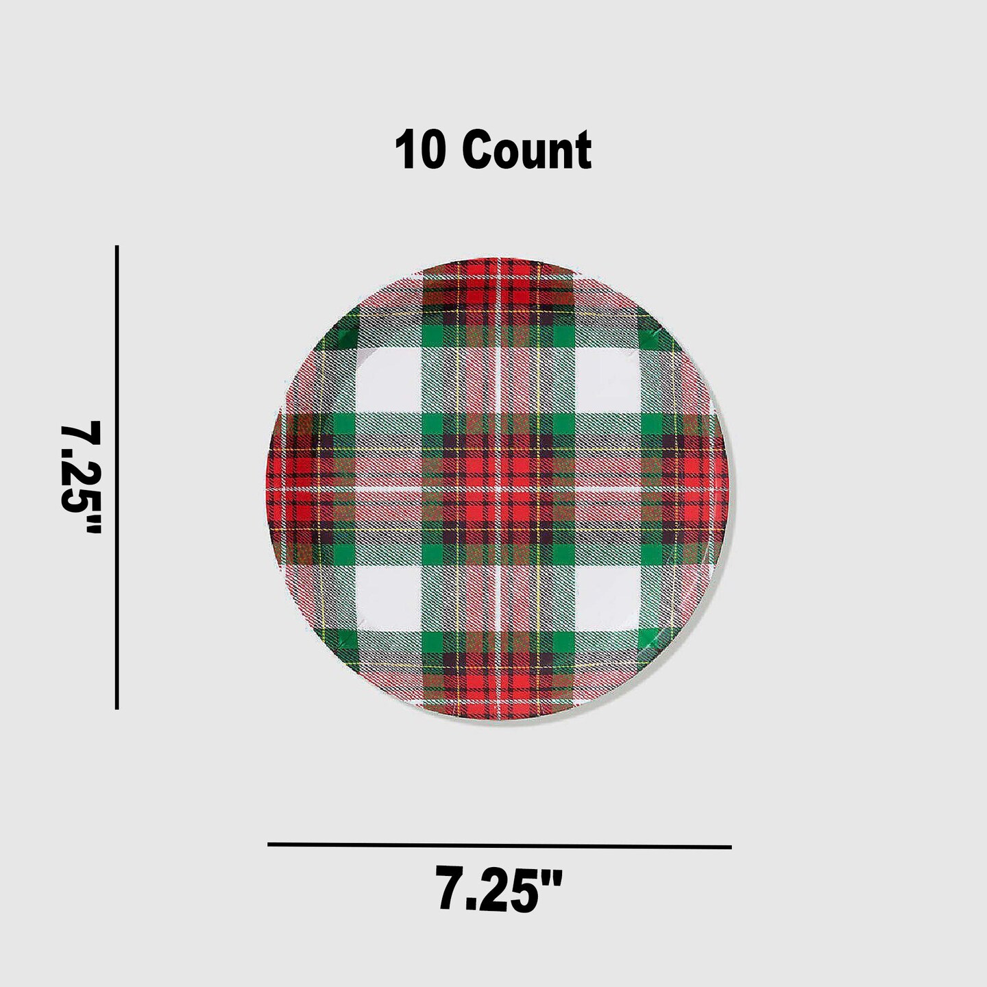 10 Count Winter Plaid Small Paper Plates 7.25 Inch Festive Holiday Plates for Parties