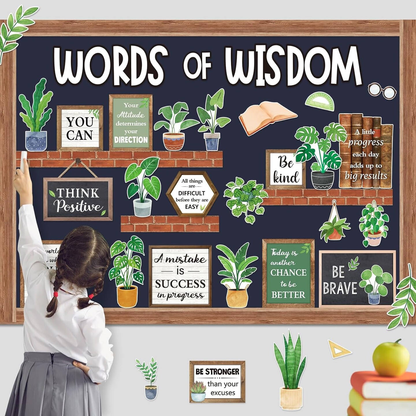 57 Pcs Plant Bulletin Board Set Inspirational Flower Bulletin Board Decoration