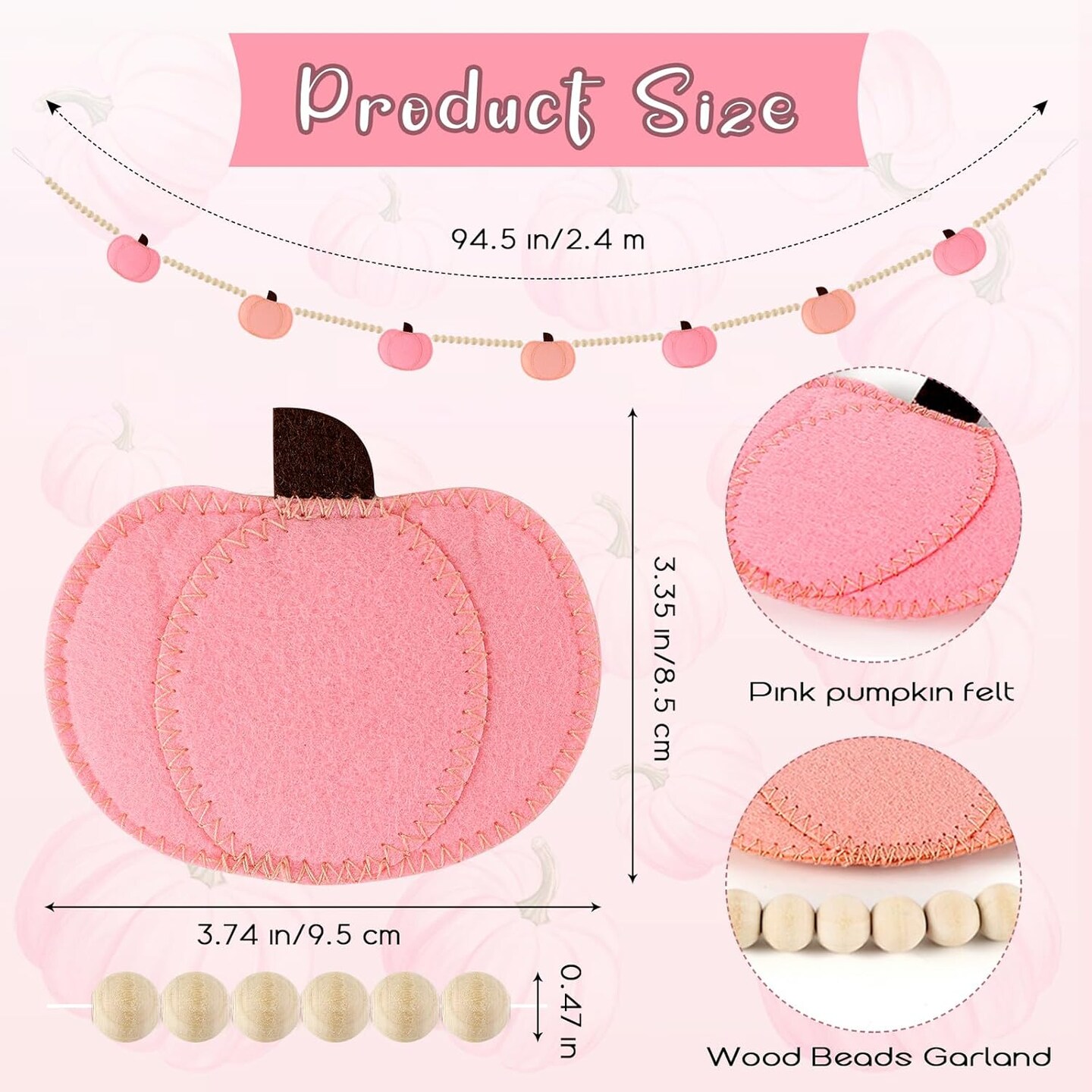 Fall Felt 3D Pumpkin Garland, Fall Decorations for Home