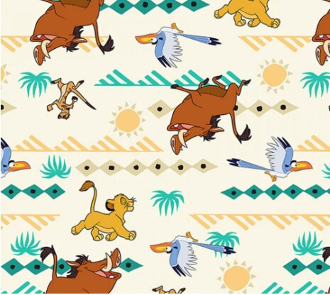 Licensed Disney Print Lion King Simba Geo Prints Cotton Fabric by the Yard