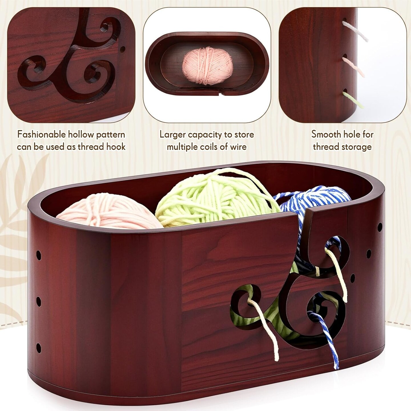 Oversized Crochet Yarn Bowl (Reddish Brown) 5.47 x 10.79 x 4.72 Inch