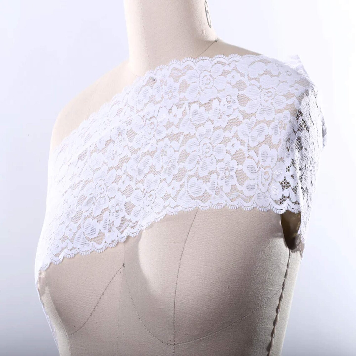 1 Yard 6.25" Wide White Stretch Elastic DIY Lingerie Lace Trim for Tops and Overlays