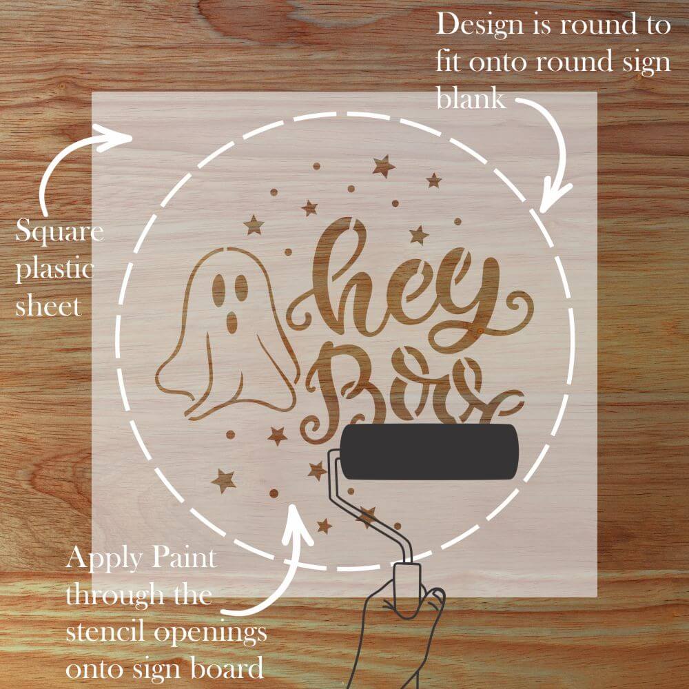 Round Boo Hey Boo Halloween Round Sign Stencil | Sign Stencil | DIY Sign Stencil ...