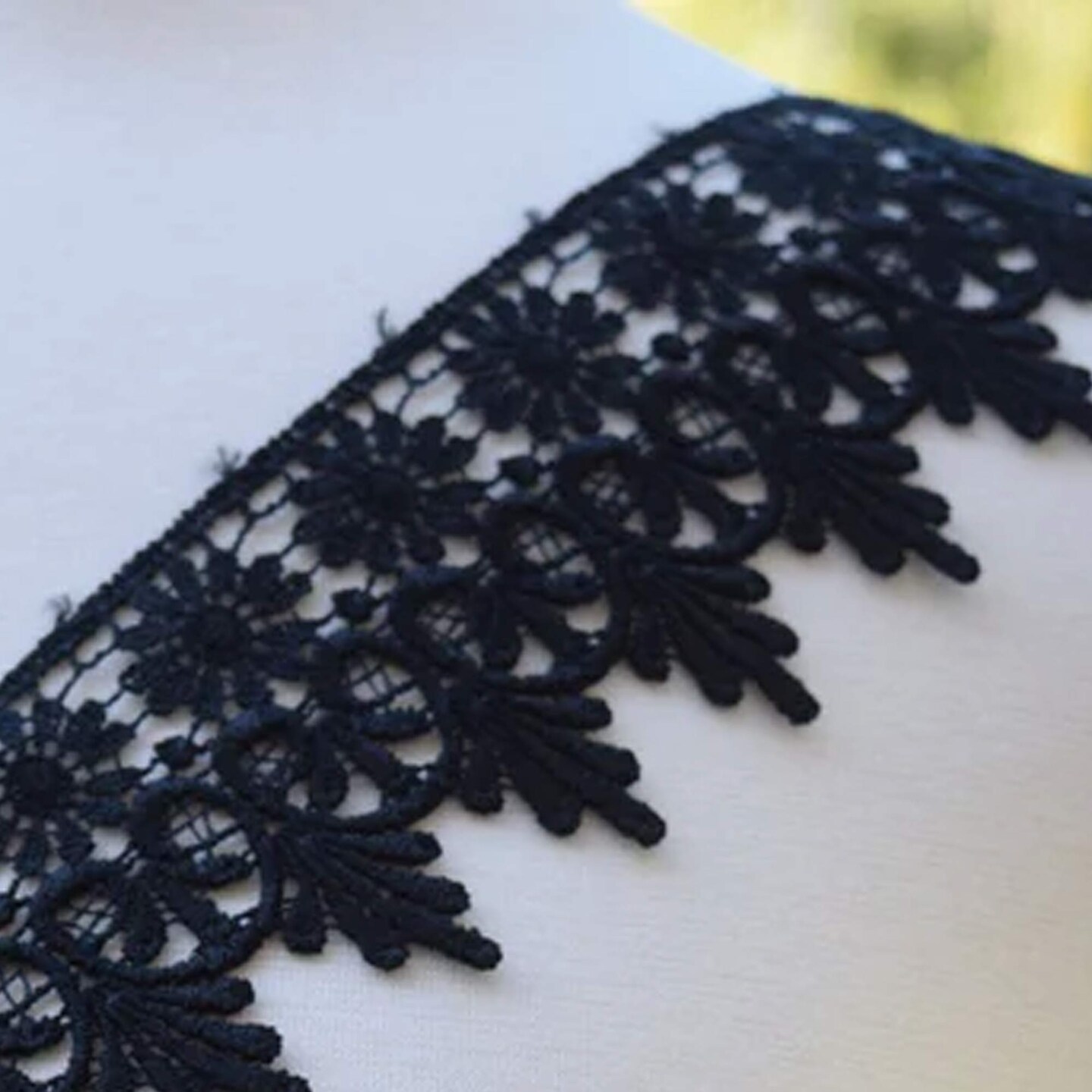 1 Yard 3 Inch Black Raven Floral Venice Lace Trim for Sewing and Crafts