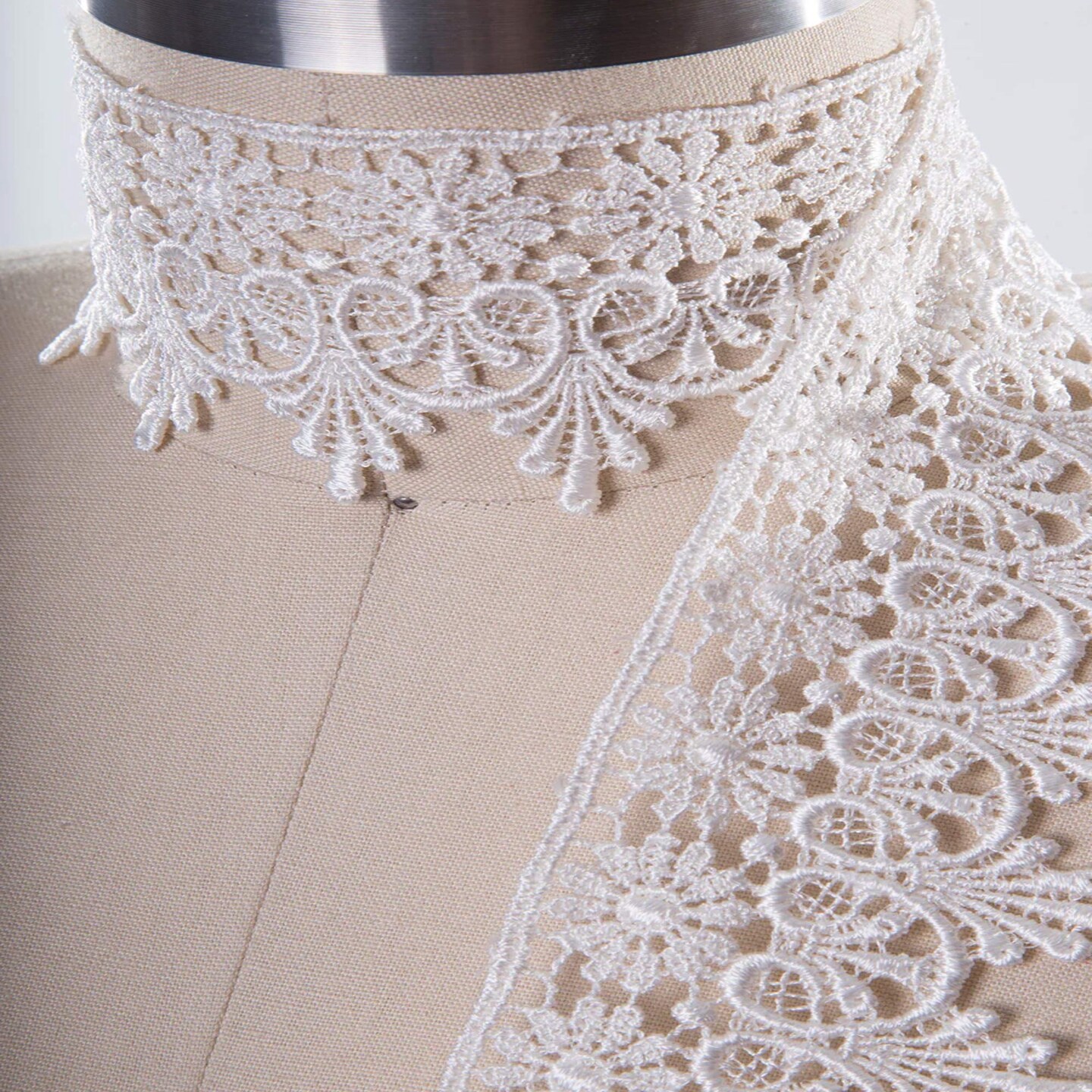 1 Yard 3 Inch Ivory Raven Floral Venice Lace Trim for Sewing and Crafts