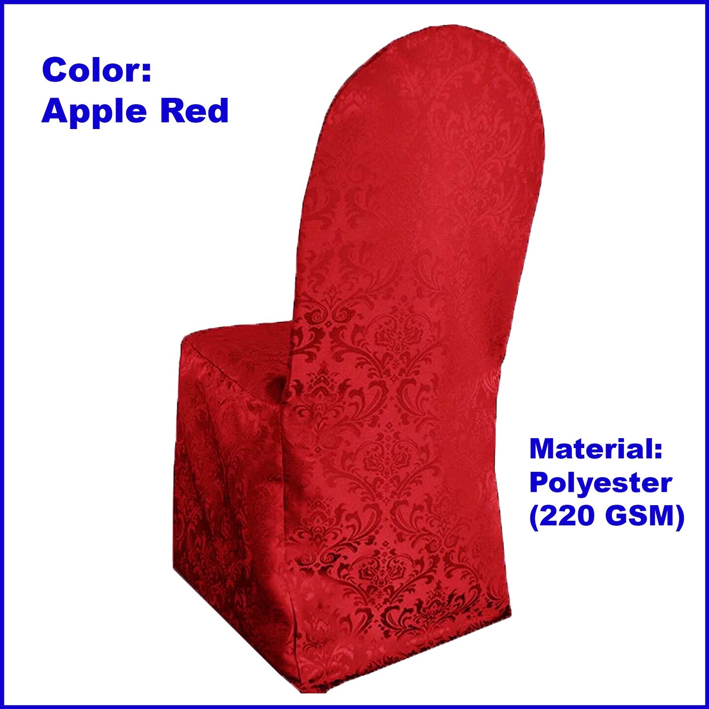 Apple Red Floral Damask Jacquard Banquet Chair Cover Elegant Polyester Fabric