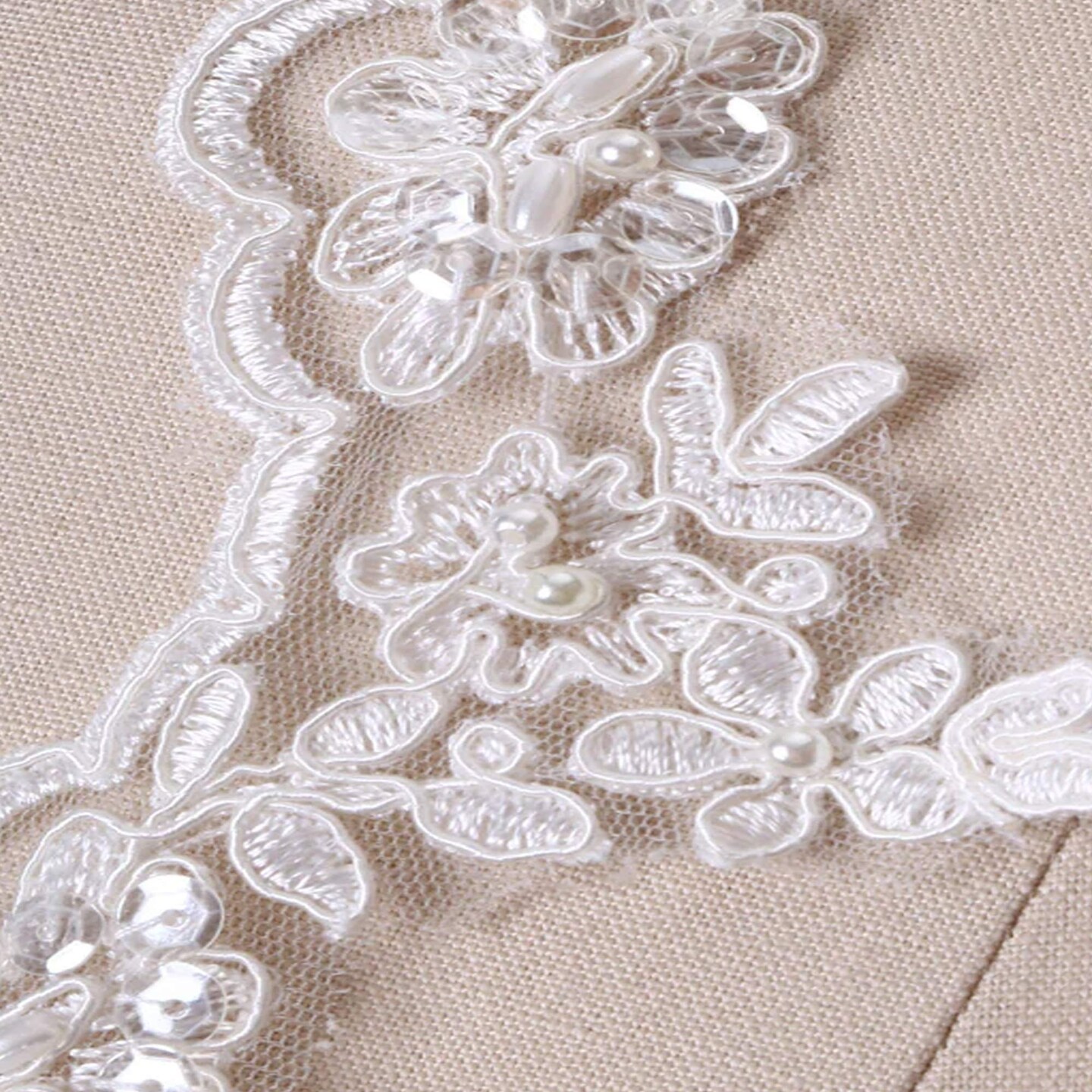1 Yard Ivory Beaded Arch Style Bridal Lace Trim 2.25 Inch Pearl Veil Edging