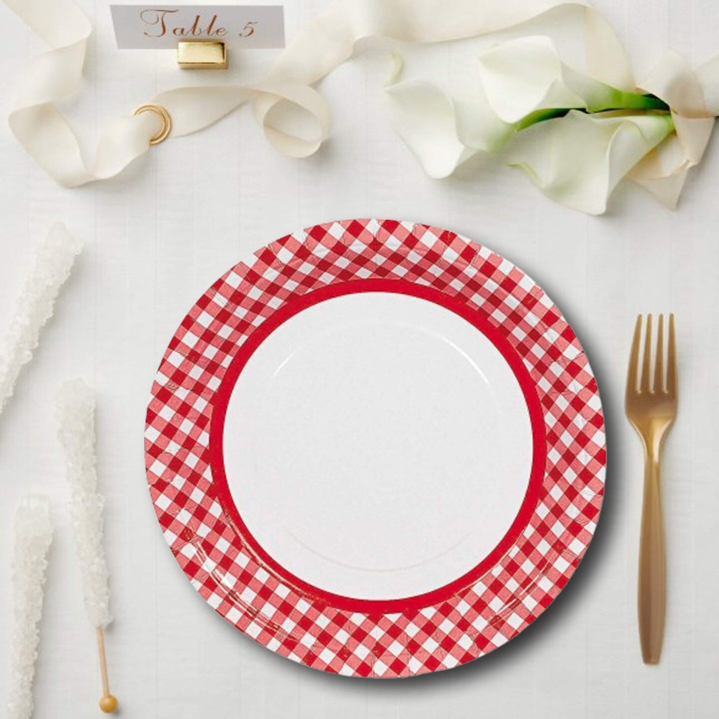 Red Gingham Paper Dinner Plates 24 Count Classic Picnic Party Plates 9 Inch
