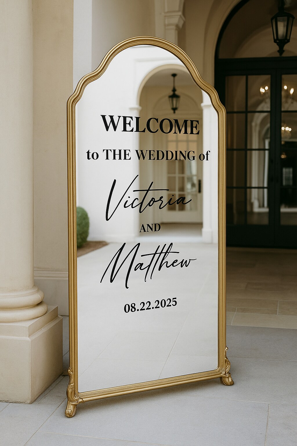 Custom Wedding Welcome Decal, Personalized Names and Date Vinyl