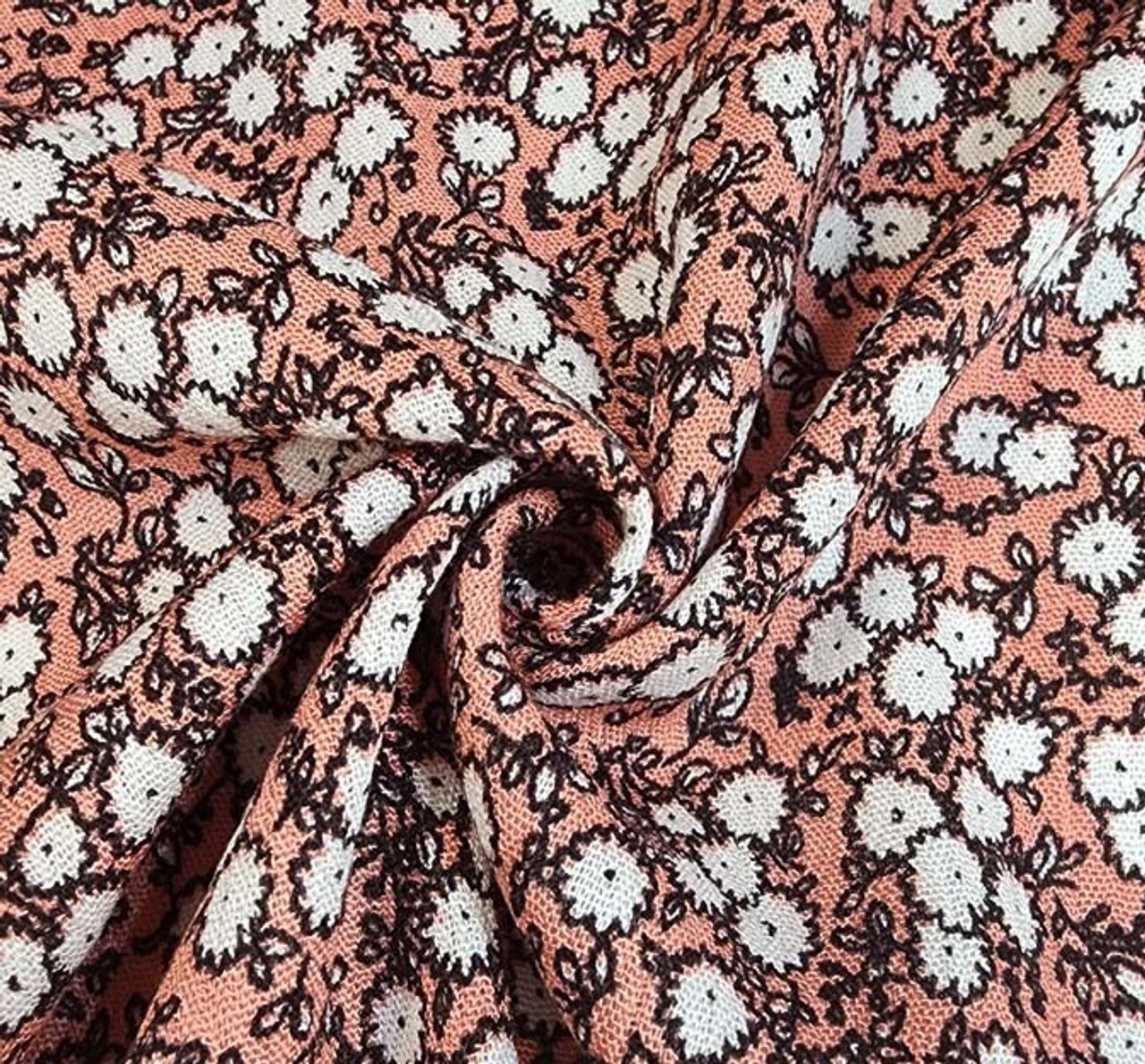 1 Yard Burnt Coral Rayon Crinkle Fabric 50/52&#x22; Wide Lightweight Pleated Crepon for Apparel
