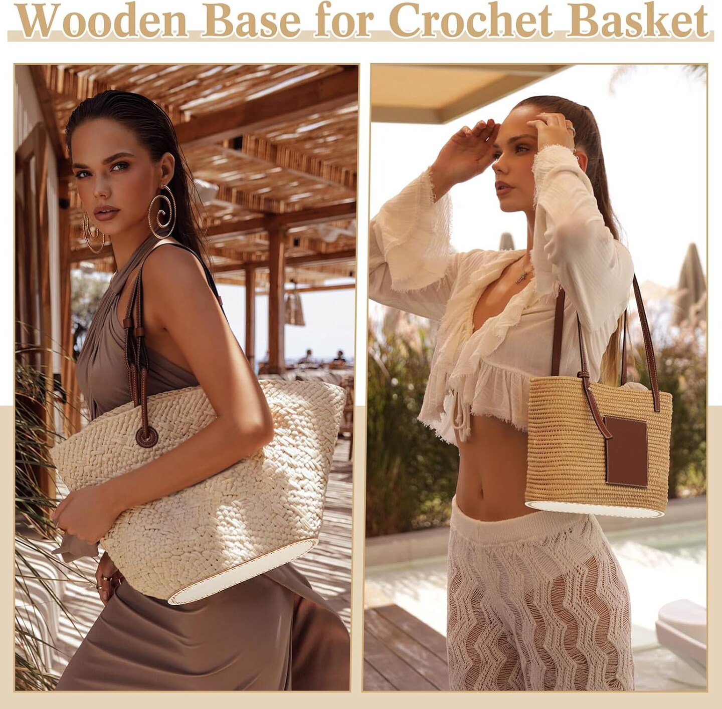 10 Pcs Wooden Basket Bottom for Crochet (Classic Size,Oval, Round)