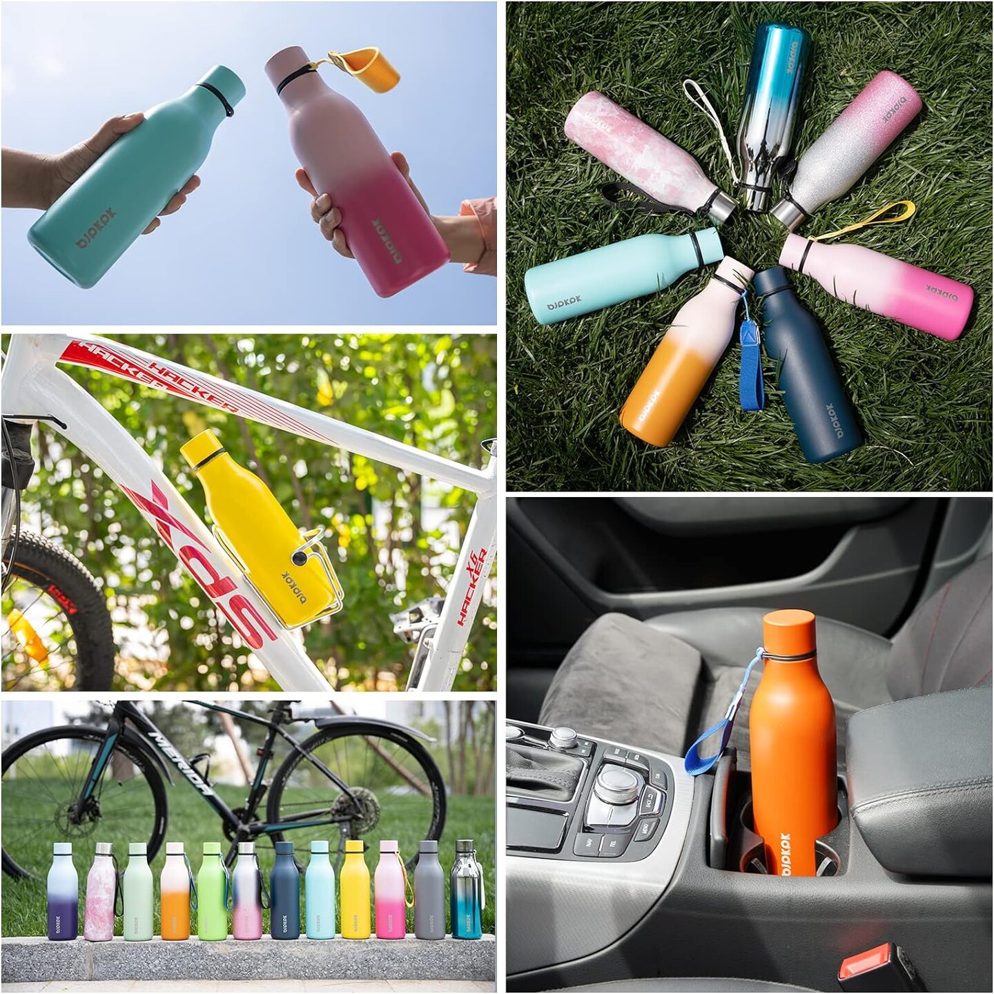 Stainless Steel Metal Water Bottle with Strap - Turquoise