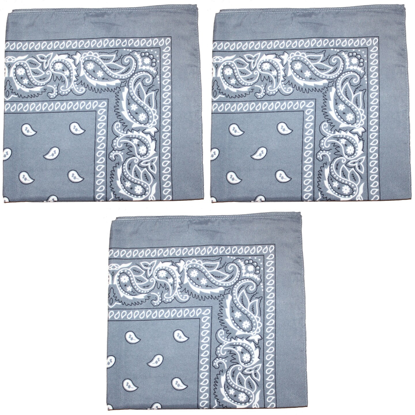 3 Pack Paisley Cotton Bandanas Classic Western Style Headwear