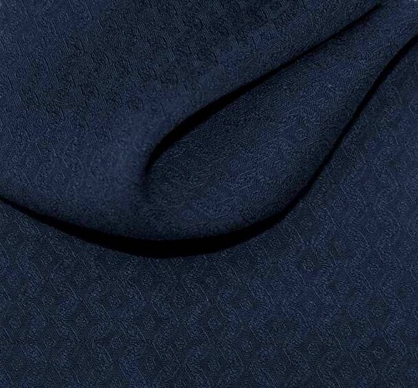 1 Yard Blue Diamond Pattern Rayon Jacquard Midnight Fabric 53/54&#x22; Width