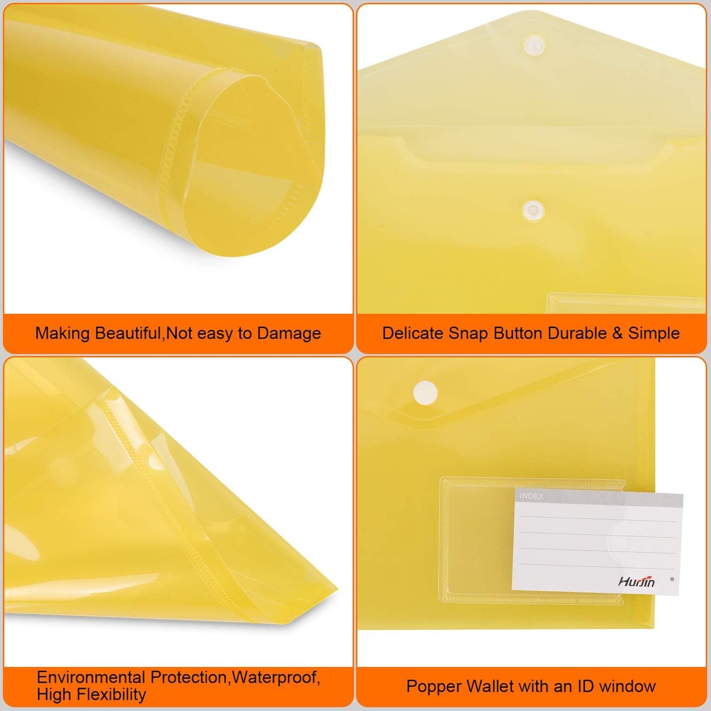 24 Pack Plastic Envelopes A5 Poly Folders with Snap Button and Label Pocket (Multicolored)