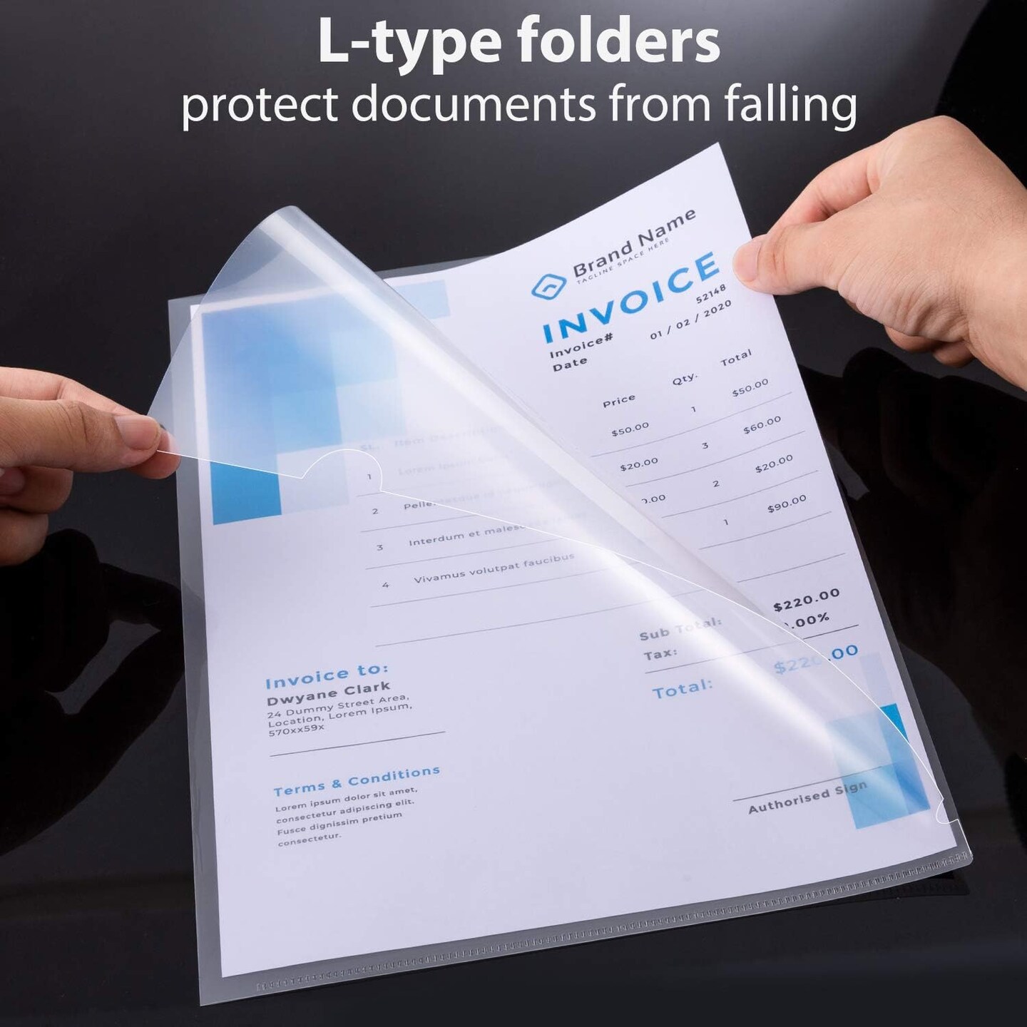 48 Pack Plastic Clear Document Folders