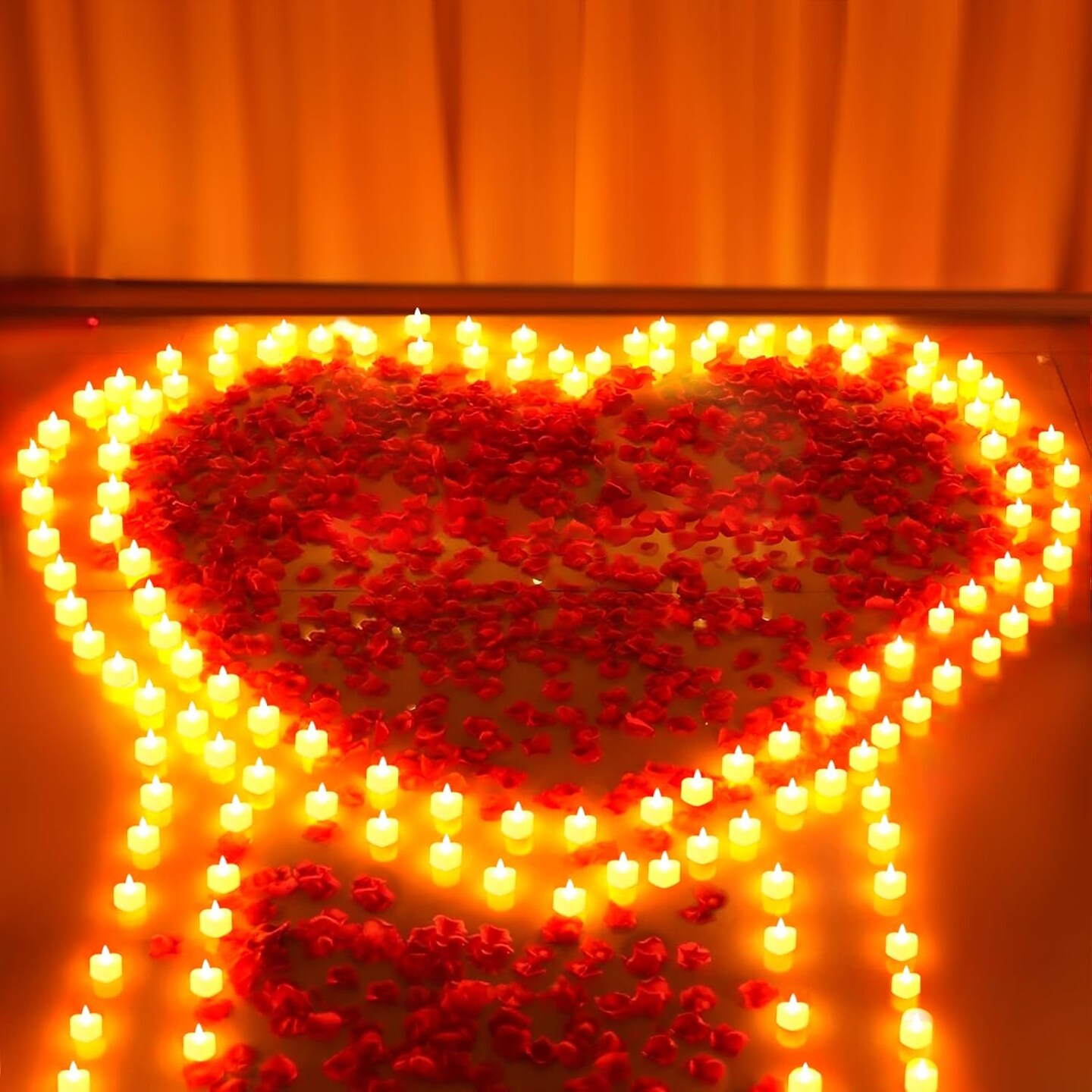 6000 Pcs Artificial Rose Petals with 72 Pcs Romantic Flameless Candles (Warm White) 1.77"W x 1.57"H