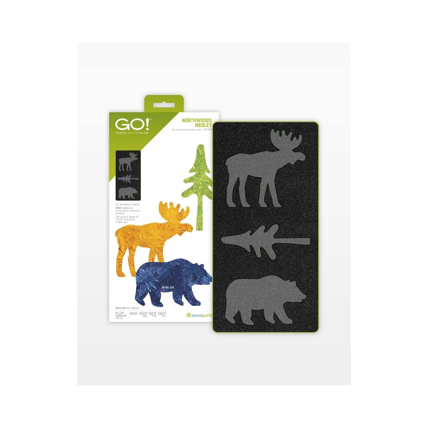 AccuQuilt GO! Northwoods Medley Die – Woodland Appliqué Fabric Cutting Die