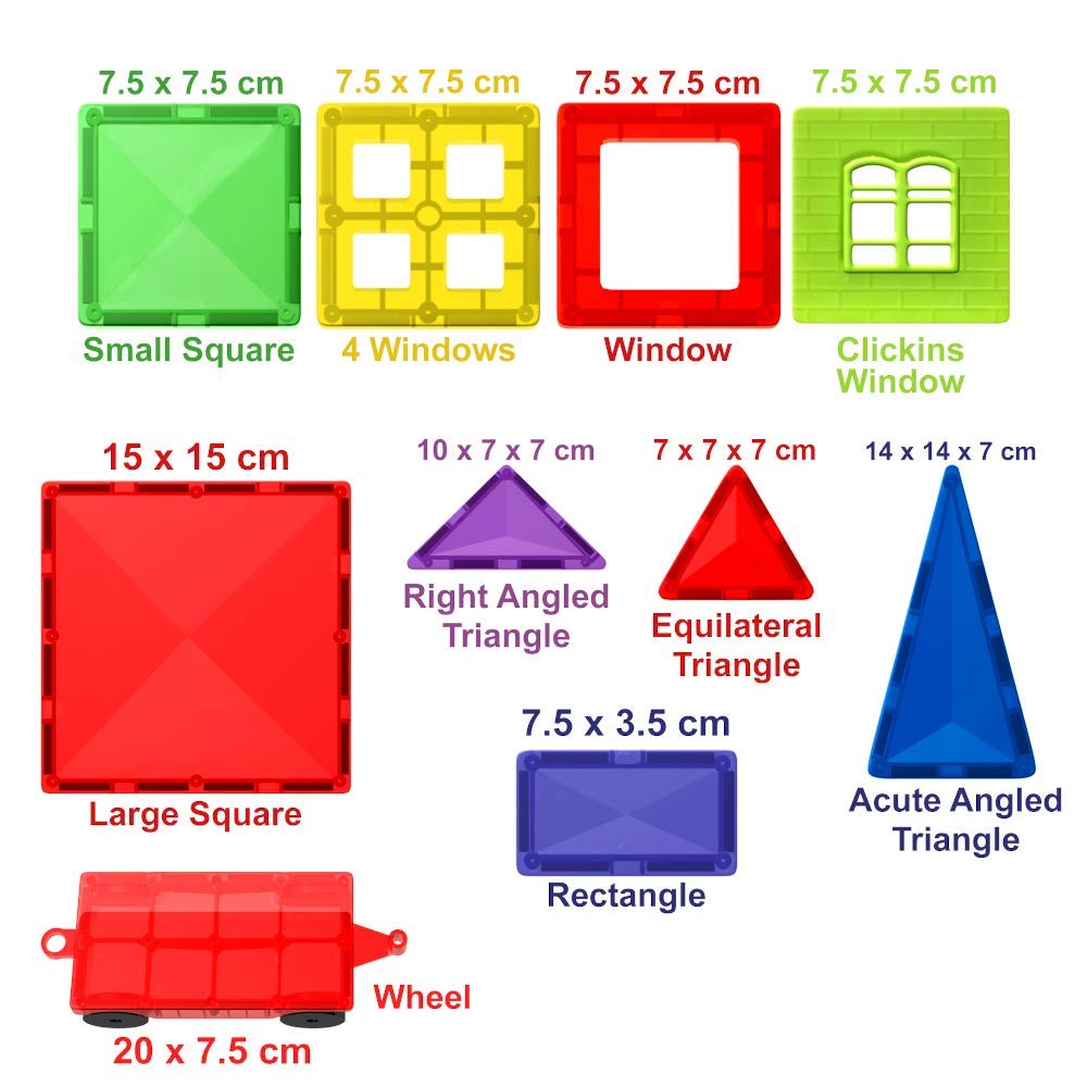 Magnetic Tiles Blocks Building Set for Kids – Learning Educational Toys for Boys Girls for Age 3-8 Year-Old – Birthday Present Gift (57PC)