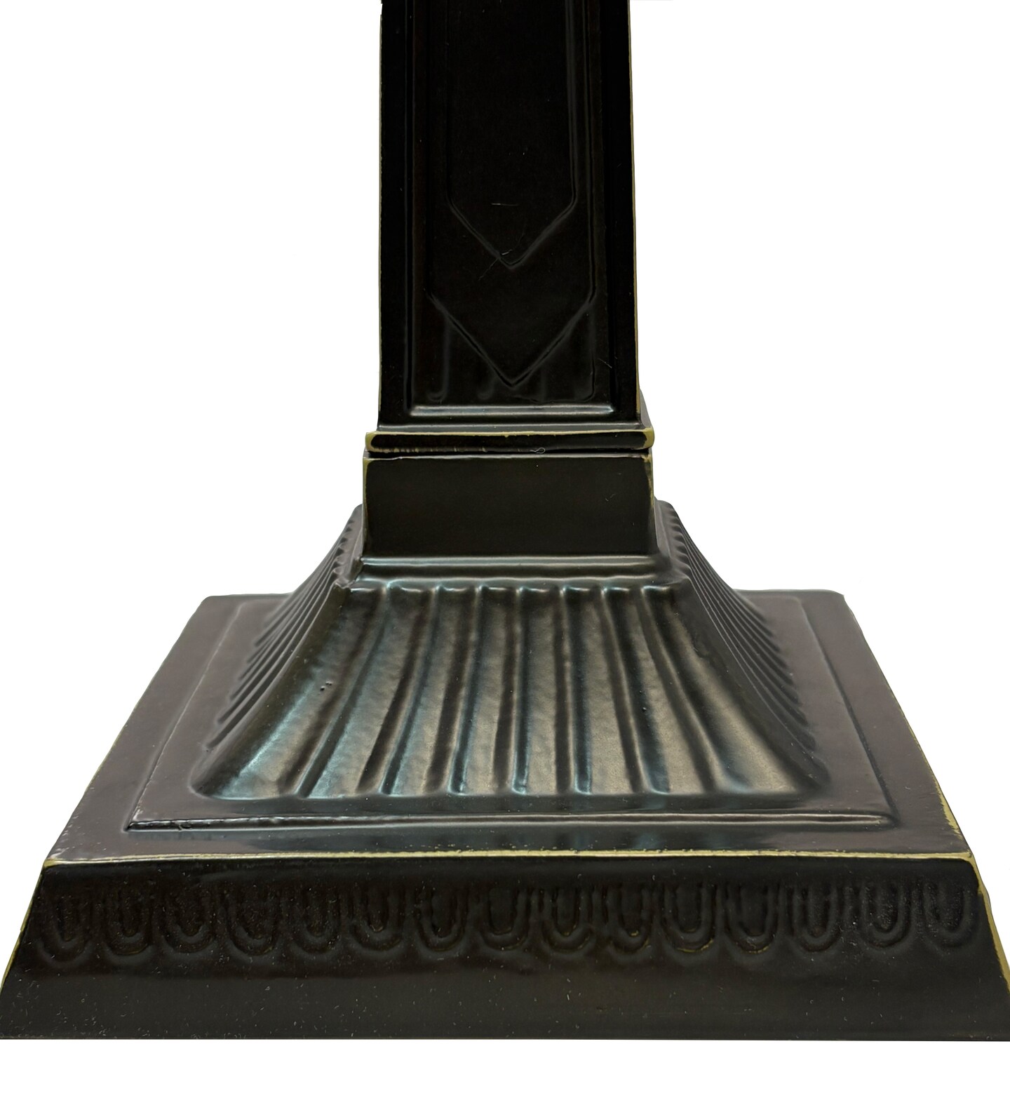 12" DIA. Metal Panel Lamp Frame & Base, Dark Bronze Finish with Gold Highlights, Nicely Weighted, 18.75" Tall
