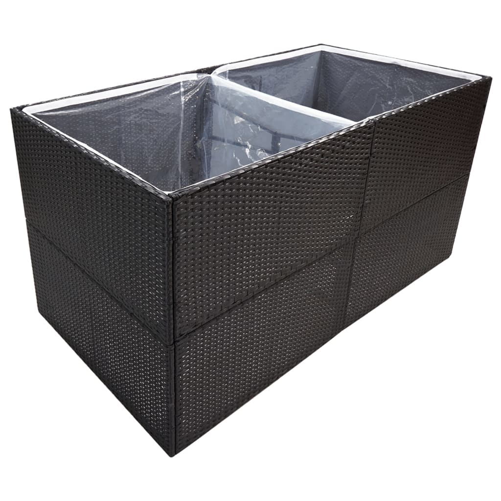 vidaXL Garden Planter Black 61.8&#x22;x31.5&#x22;x31.5&#x22; Poly Rattan