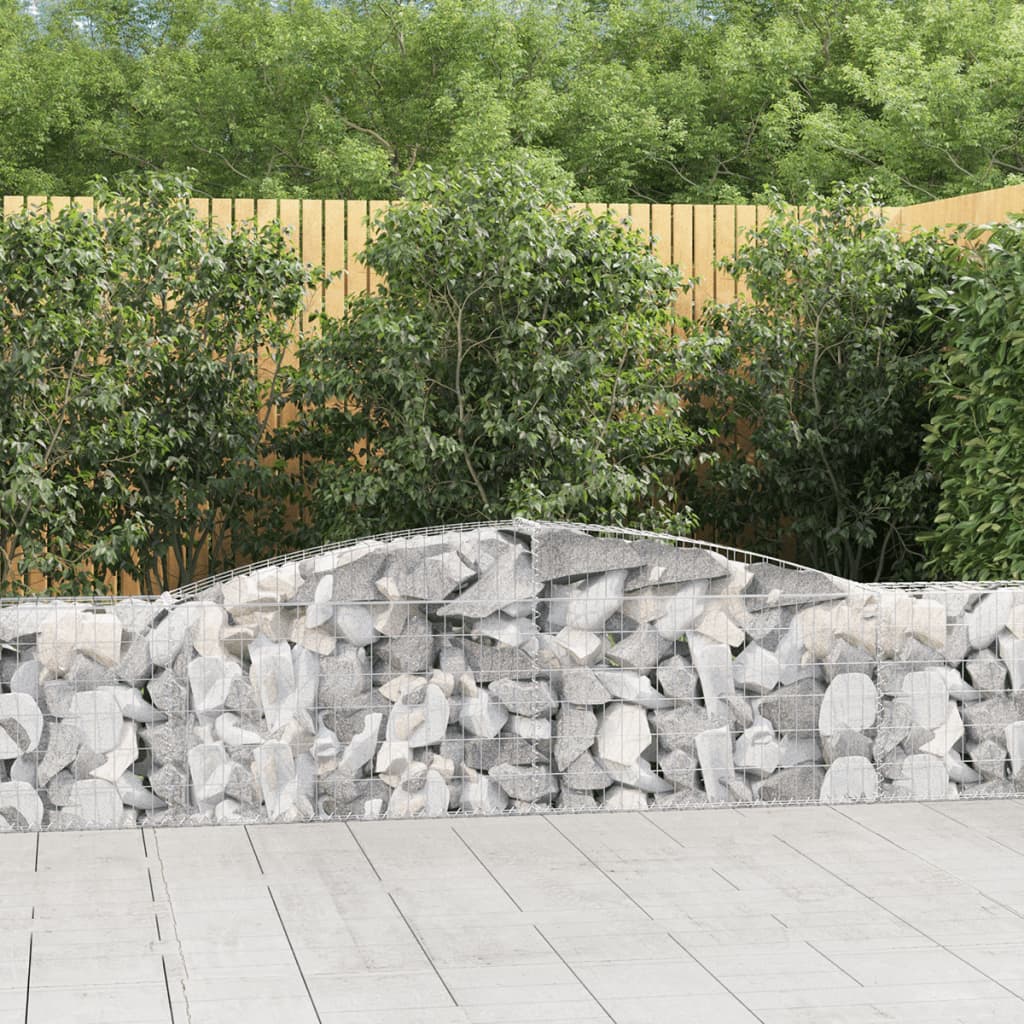 vidaXL Arched Gabion Baskets 3 pcs 157.5&#x22;x11.8&#x22;x23.6&#x22;31.5&#x22; Galvanized Iron