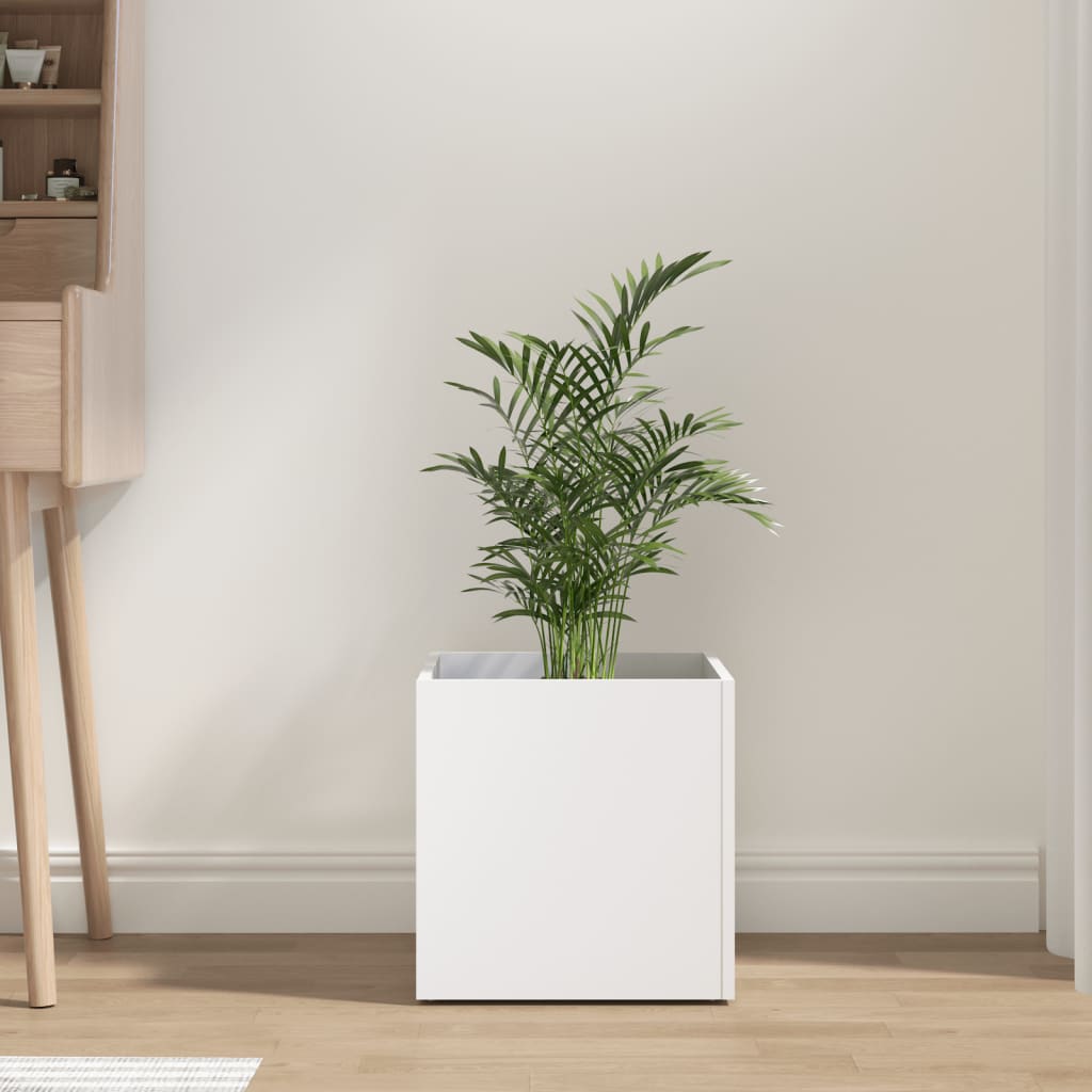 vidaXL Planter Box White 15.7&#x22;x15.7&#x22;x15.7&#x22; Engineered Wood