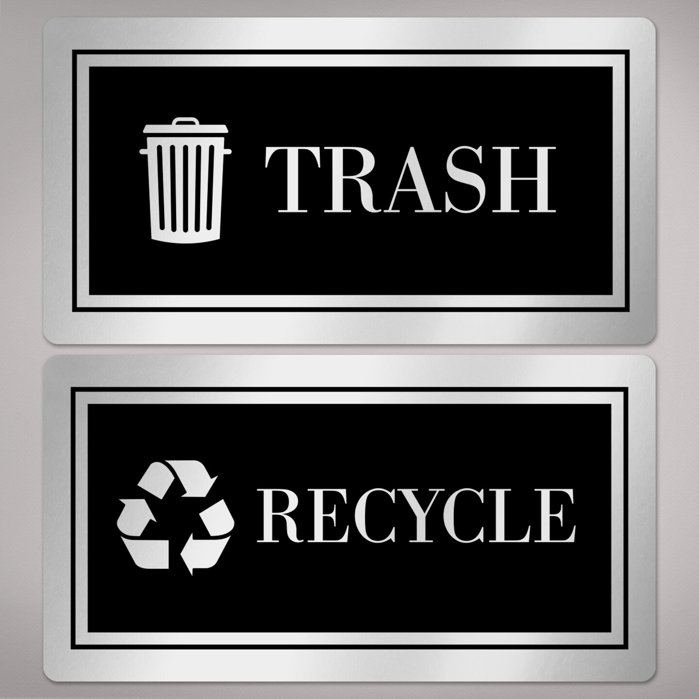 Rectangular Trash Signs Avery Recycle and Trash Stickers, Metallic Recycle and Trash Signs for ...