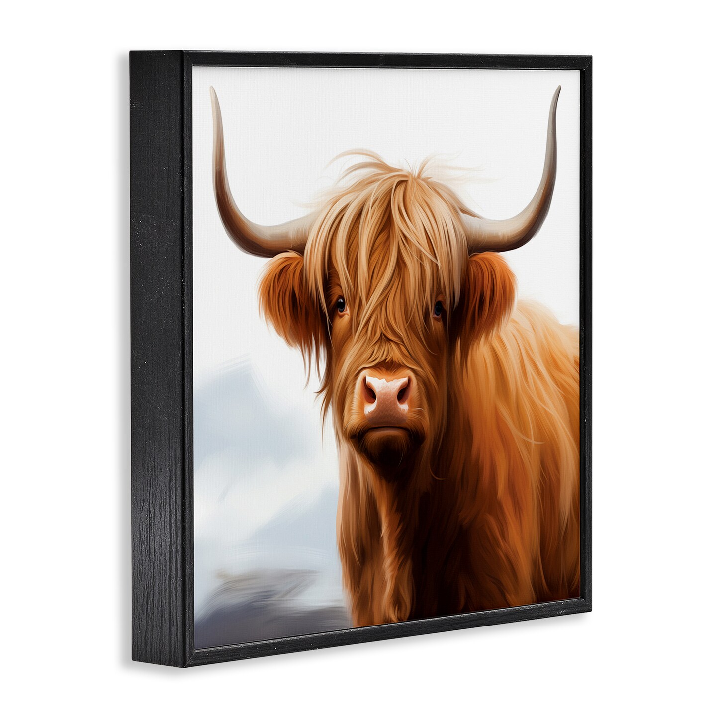 Stupell Industries Long Horn Highland Cow Portrait Framed Giclee Design by Heidi Kuntz