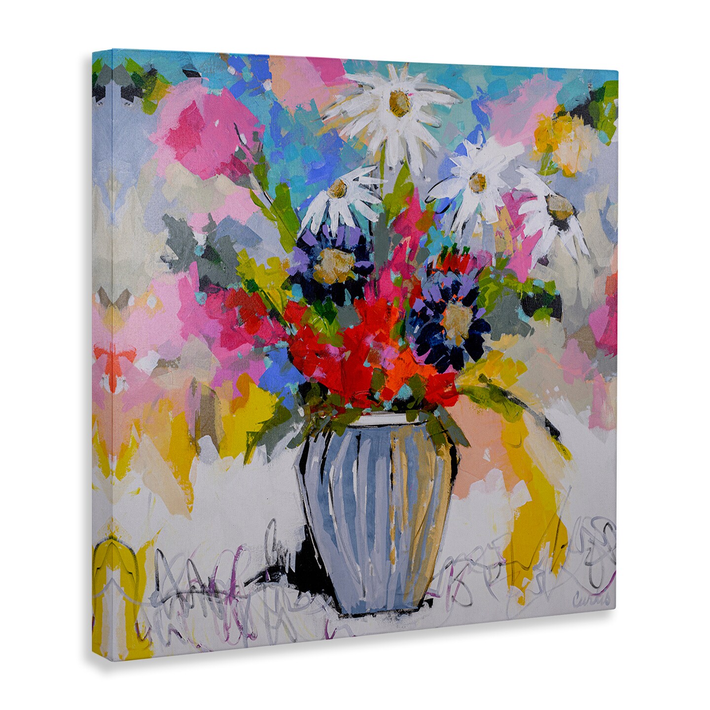 Stupell Industries Bright Clustered Flowers Canvas Design by Joan Curtis