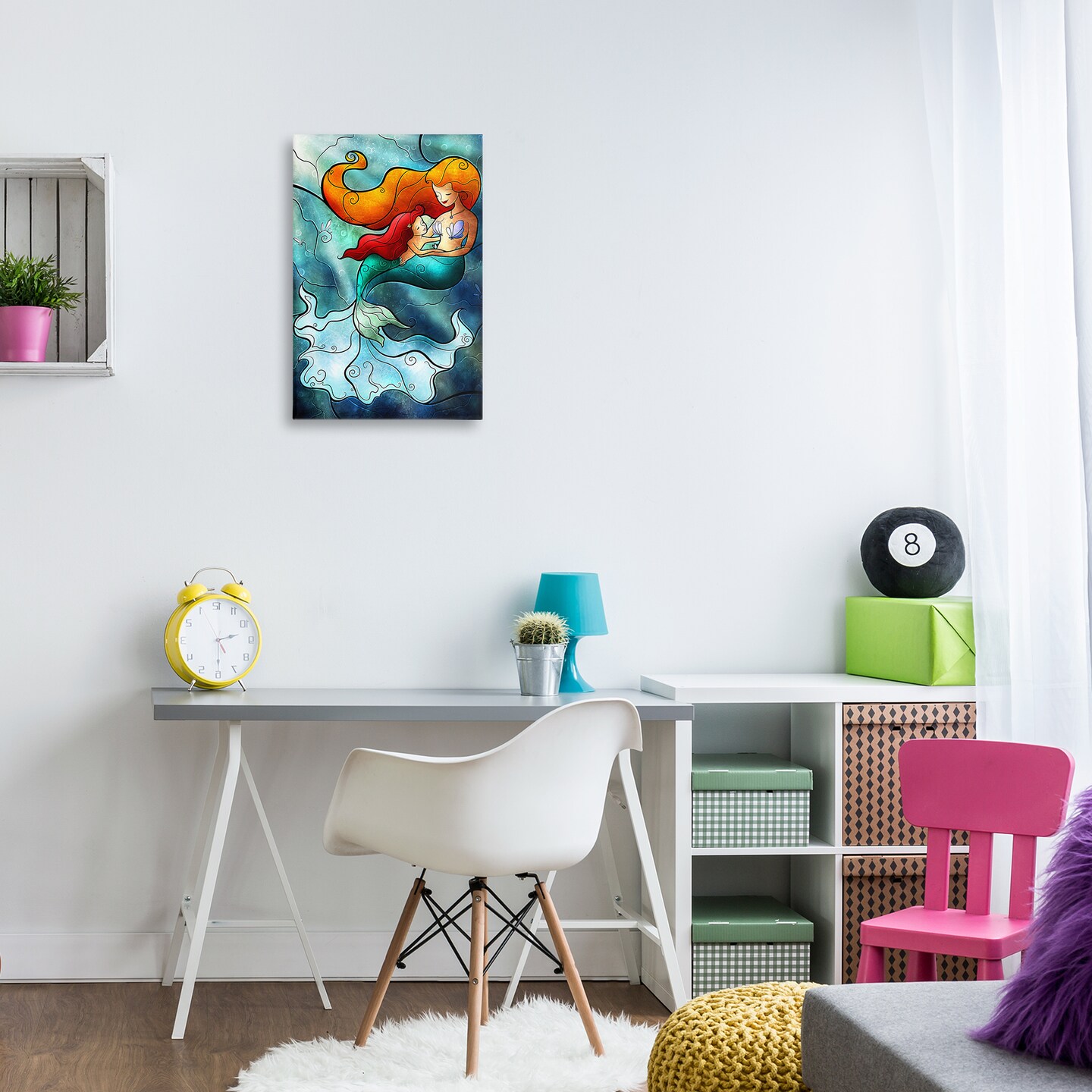 Stupell Industries Mermaid & Child Stained Glass Style Canvas Design by Mandie Manzano