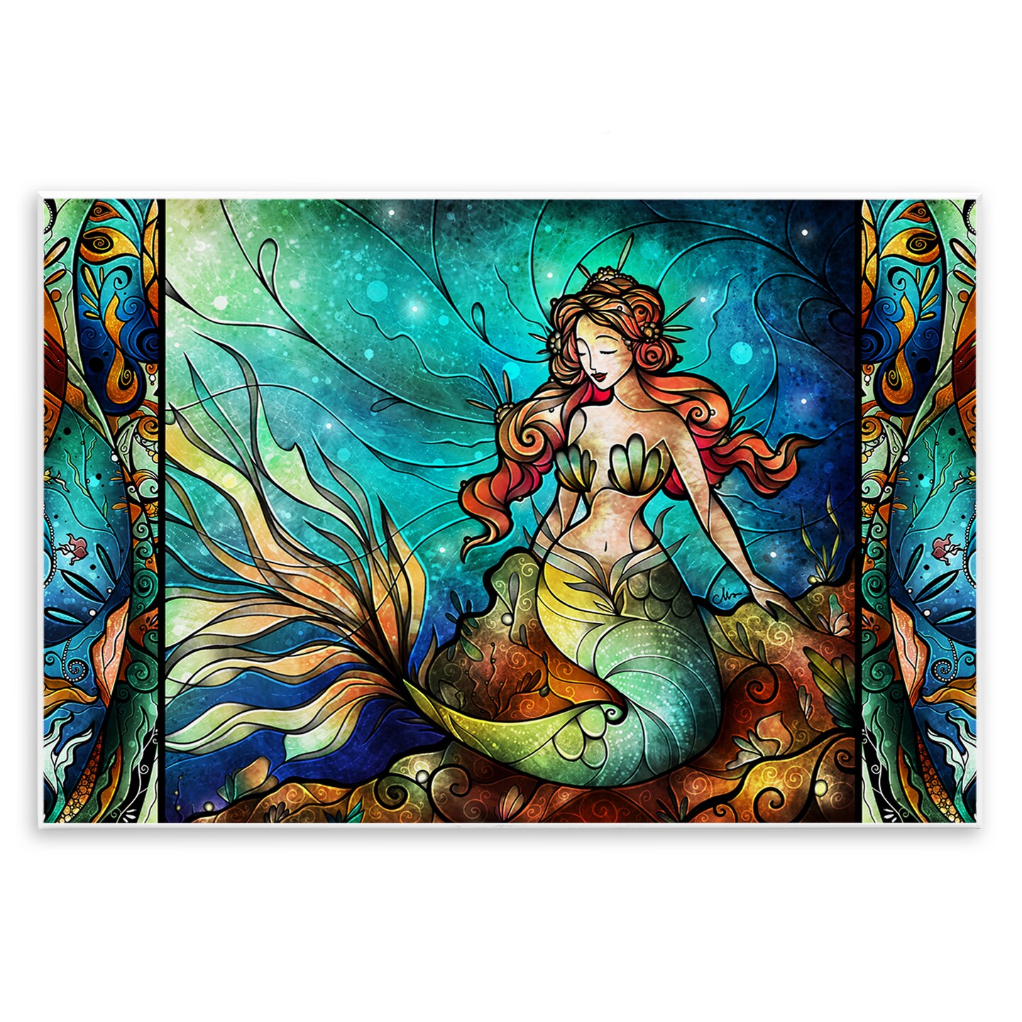 Stupell Industries Elegant Seated Mermaid Wall Plaque Design by Mandie Manzano