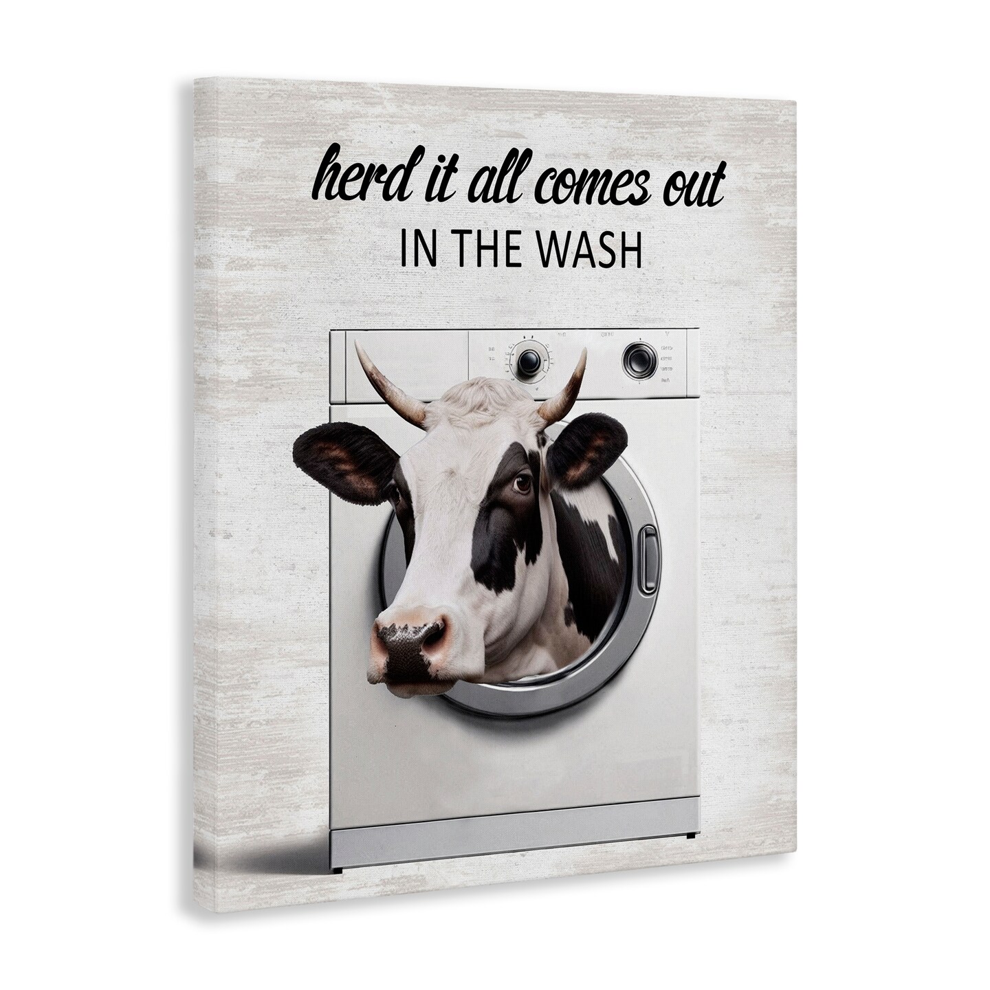 Stupell Industries Cow &#x26; Washing Machine Canvas Design by Lettered and Lined