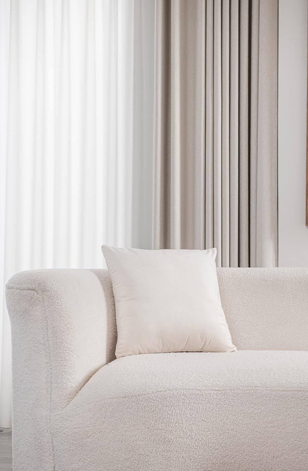 Couch Pillow Covers 18x18 Cream: 2 Pack Cozy Soft Velvet Square Throw Pillow Cases for Farmhouse Home Decor