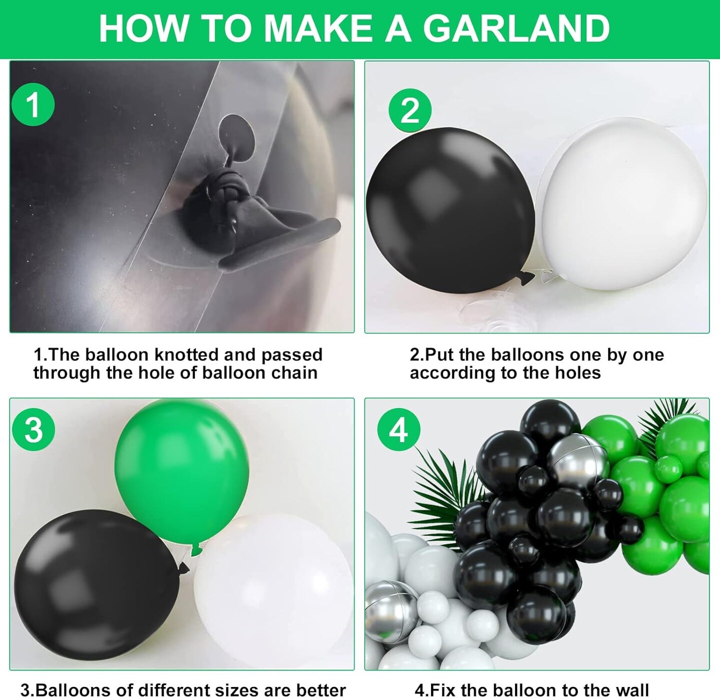 Red Black White Balloon Arch Kit Latex Balloon