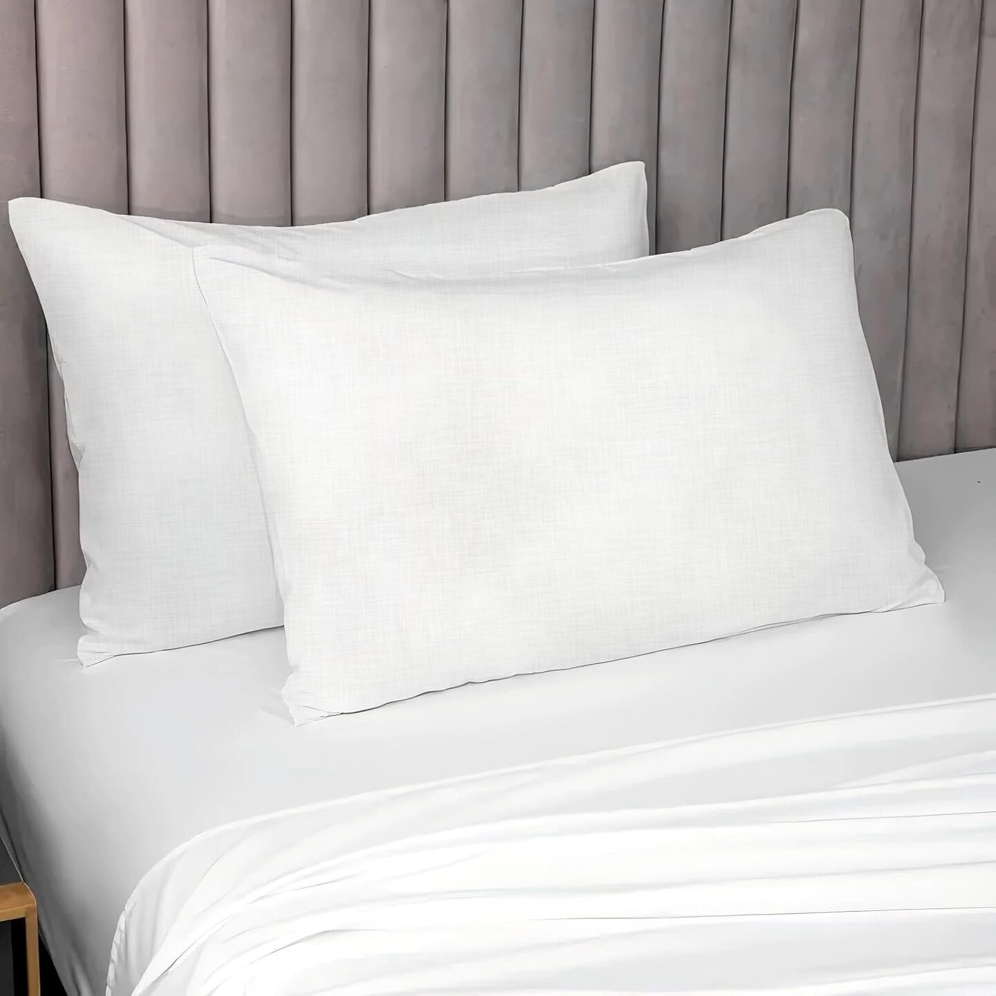 Linen King Size Pillow Cases Set of 2, 20&#x27;&#x27; x 30&#x27;&#x27; Envelope Overlap Closure King Size Pillowcase Covers, Soft Breathable Pillow Protector-White