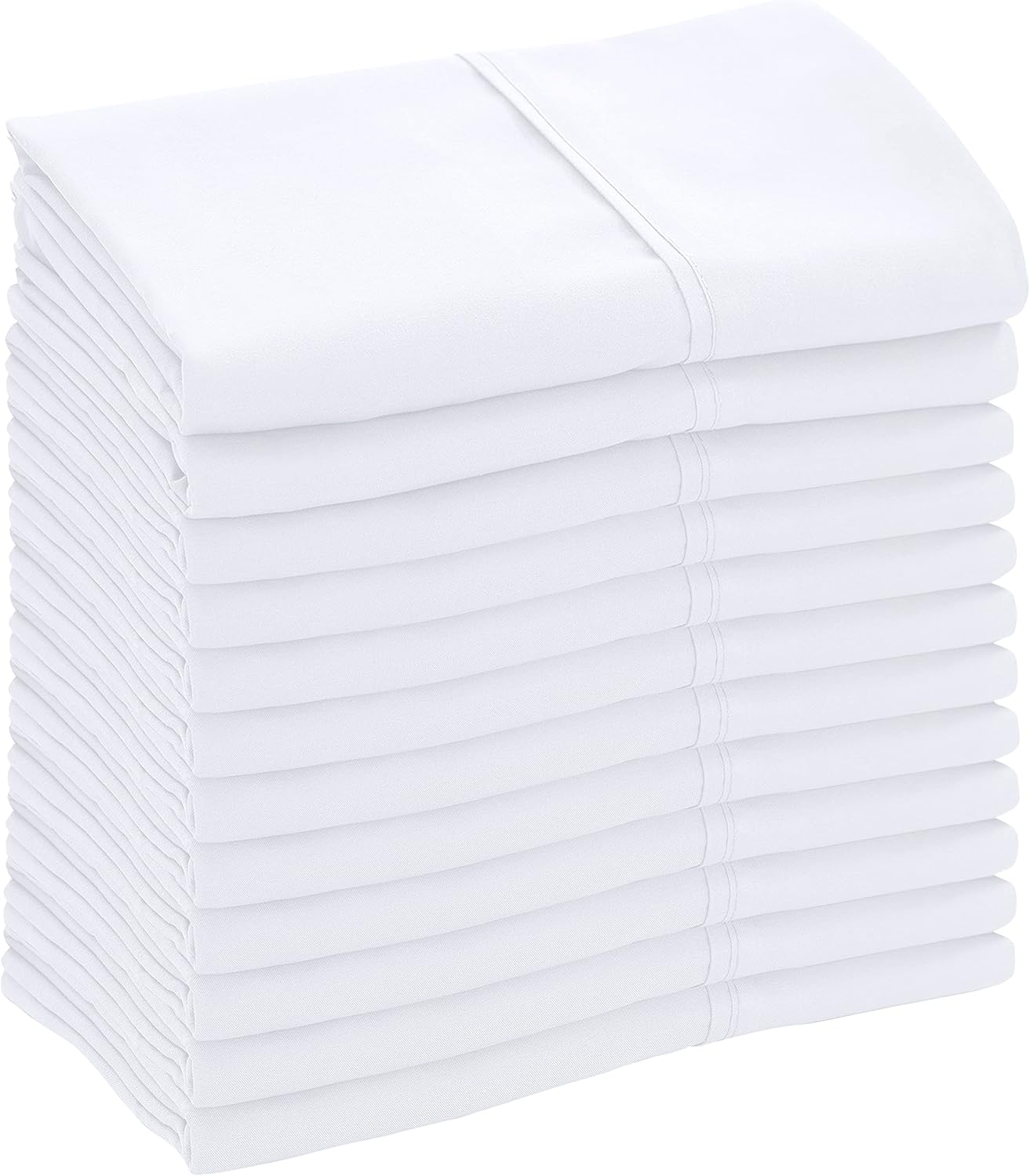 White Pillowcase Set of 12 - Queen 20&#x22;x30&#x22; Bed Pillow Cover - 1800 Brushed Microfiber - Wrinkle &#x26; Fade Resistant - Bulk Pillow Cases - Hotel Quality Pillowcase 12 Pack (Queen, White)