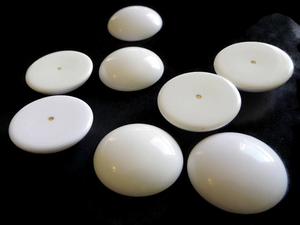 10 23mm White Round Cabochons Vintage Japanese Lucite Cabochons