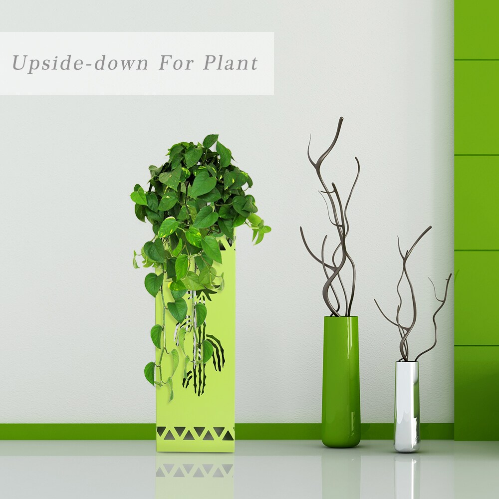 Metal Cactus Umbrella Stand Green Square Umbrella Holder with Cutout Design, Decorative Entryway Storage for Home &#x26; Office