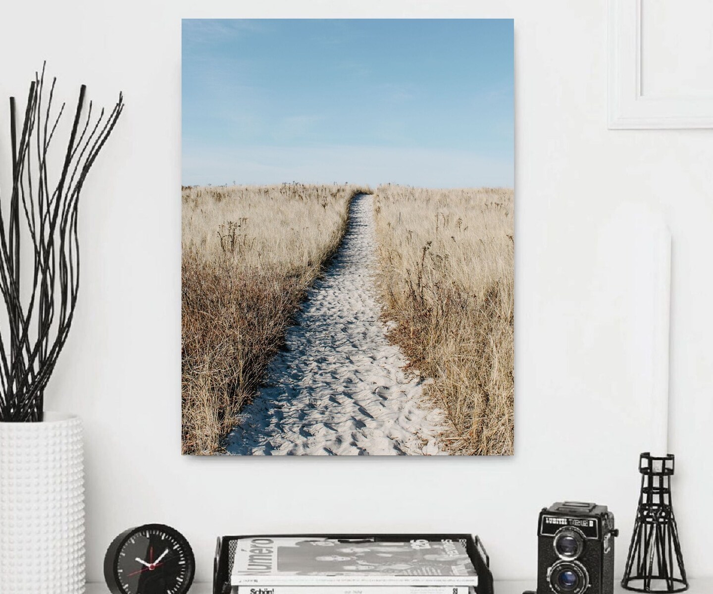 Landscape Ocean Beach Sand Walkway s Summer Beach Decor Classic Framed Canvas