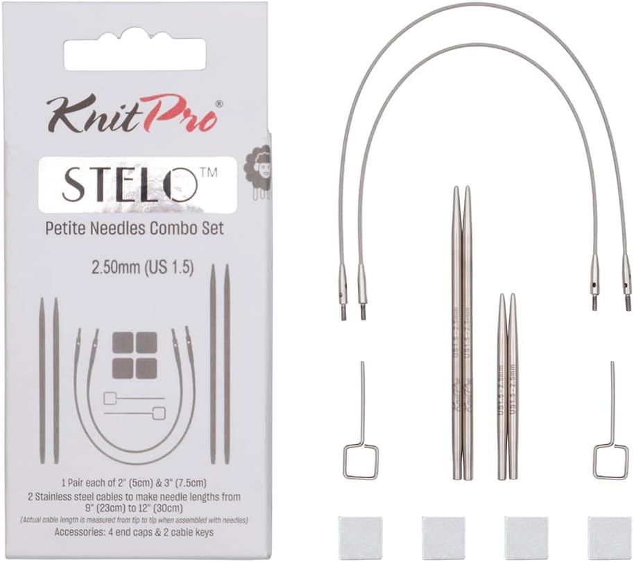 KnitPro Stelo Petite Interchangeable Knitting Needle Combo Set 2" (5cm) & 3" (7.5cm) US 1.5 (2.5mm)