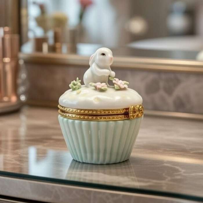 Ceramic Easter Bunny Rabbit Hinge Box, Home Décor, Gift for Her, Gift for Mom, Bathroom Décor, Spring Decor, Easter Decor