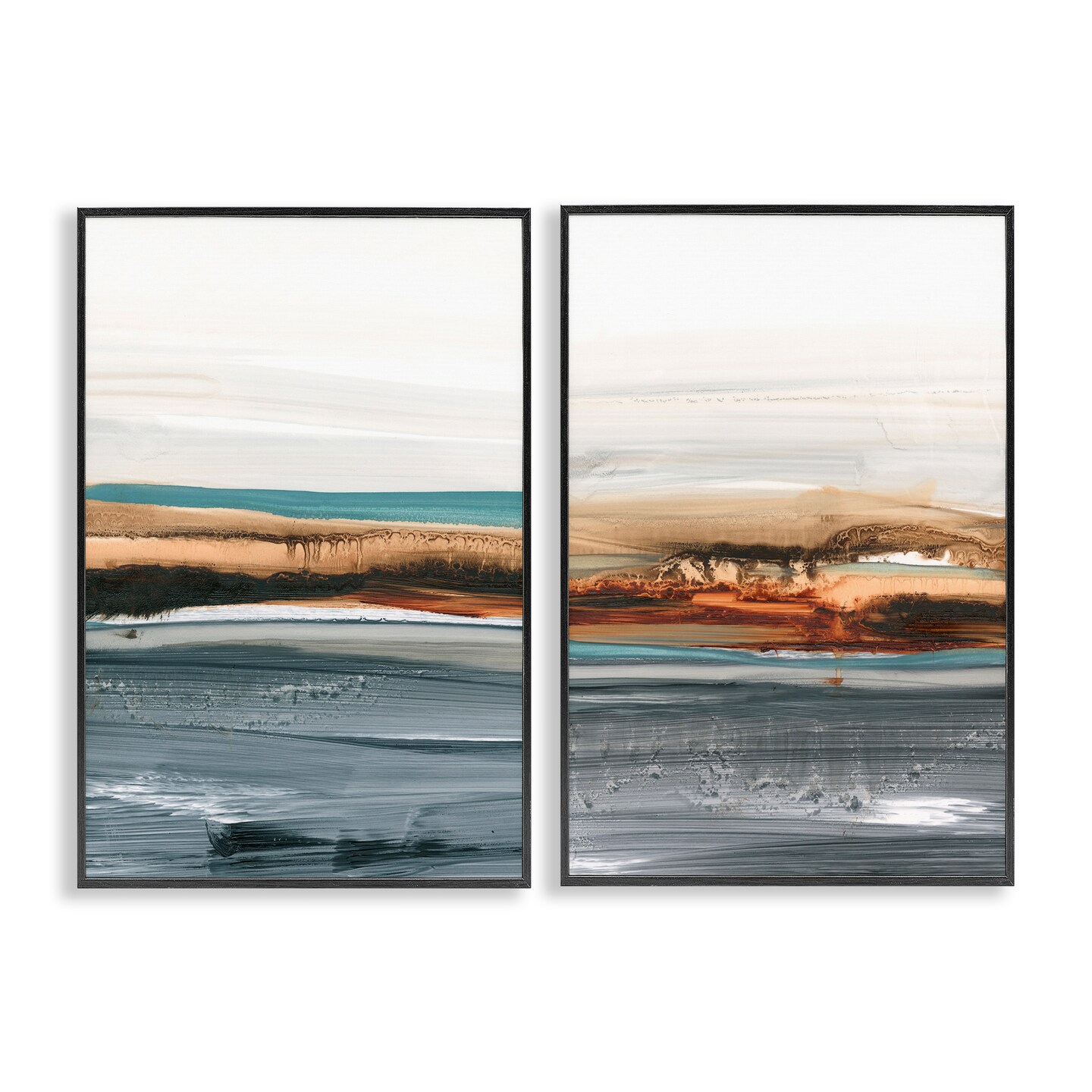 Stupell Industries Coastal Beach Impression 2pc Framed Giclee Wall Art Set Design by Ethan Harper