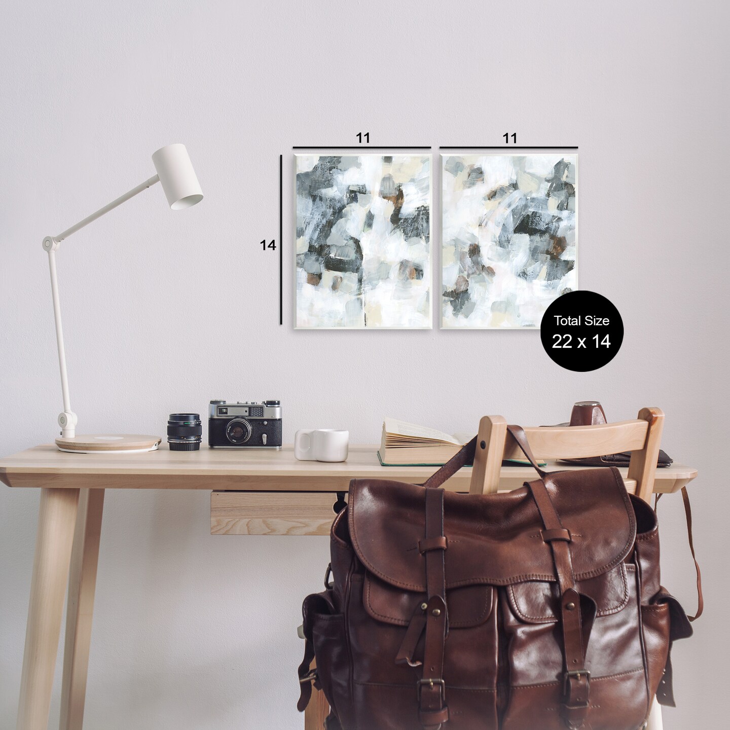 Stupell Industries Grey Faded Abstraction 2pc Wall Plaque Art Set Design by June Erica Vess