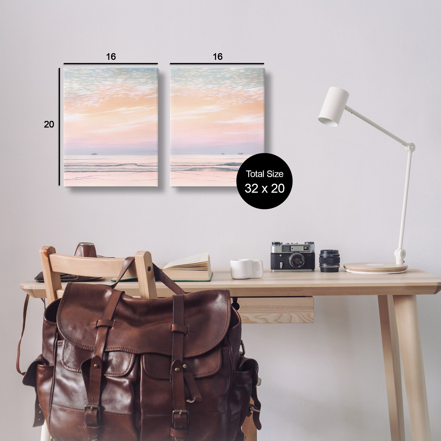 Stupell Industries Peachy Coastal Sunrise 2pc Canvas Wall Art Set Design by Grace Popp