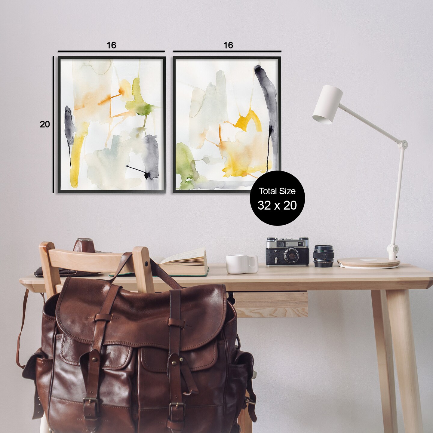 Stupell Industries Watercolor Paint Drips 2pc Framed Giclee Wall Art Set Design by Victoria Barnes
