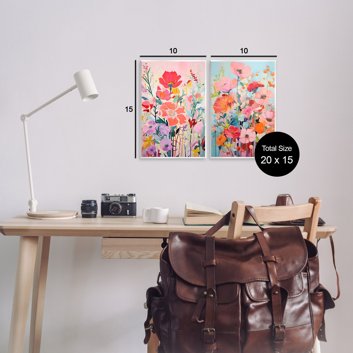 Stupell Industries Bright Contemporary Flowers 2pc Wall Plaque Art Set Design by LSR Design Studio