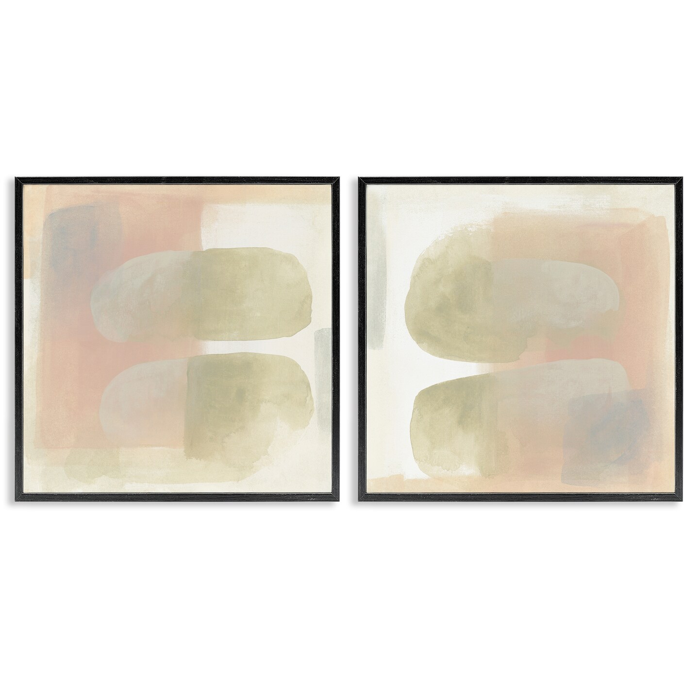Stupell Industries Neutral Oblong Shapes Abstract 2pc Framed Giclee Wall Art Set Design by June Erica Vess